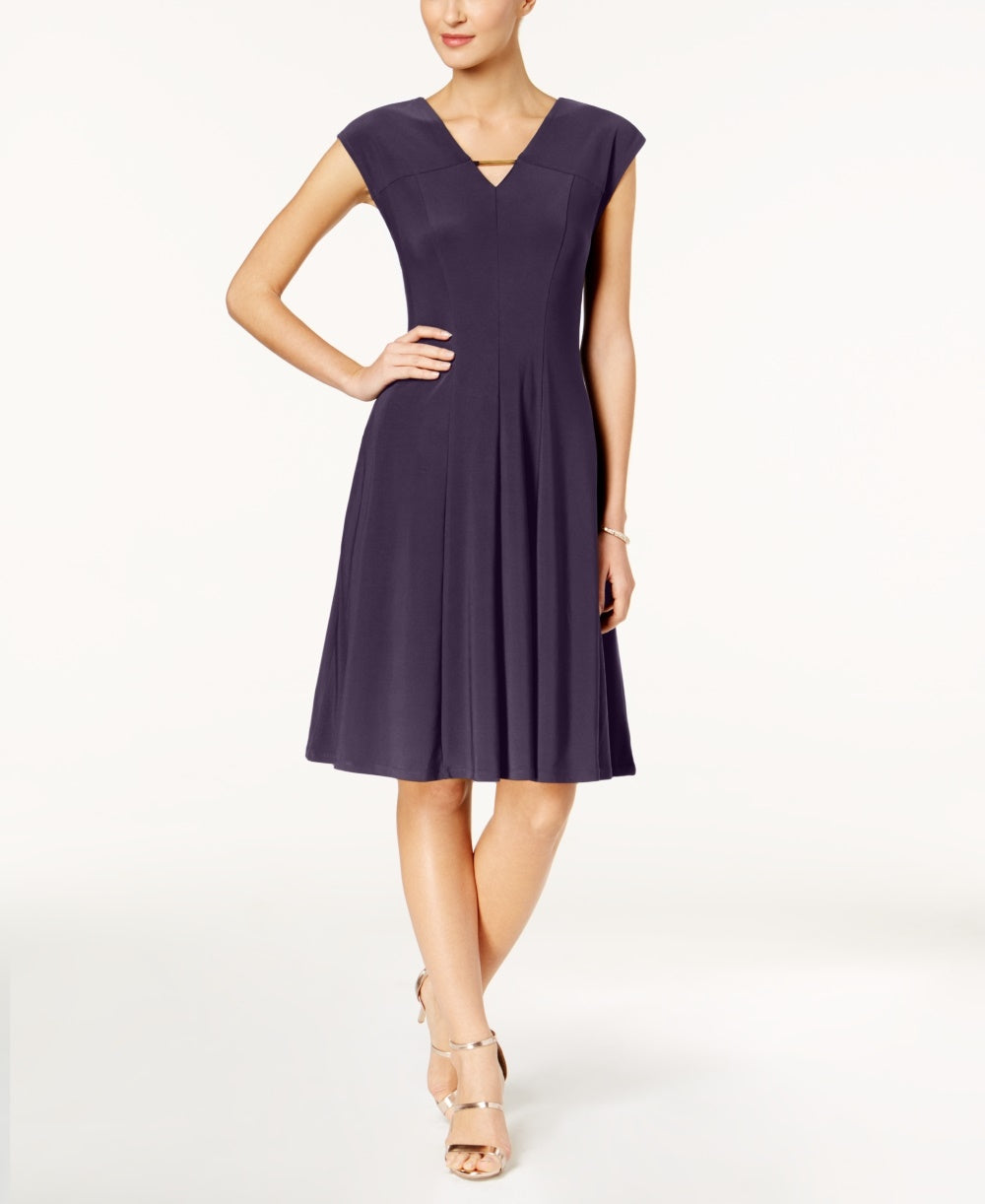 Vestido feminino Love Scarlett com recortes e ferragens, tamanho pequeno e largo, roxo