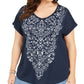 Camiseta feminina com estampa gráfica Style &amp; Co Plus, branca, tamanho 1X