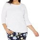Camiseta feminina de malha de algodão plus size Charter Club, branca, tamanho 3X