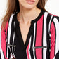 Blusa feminina listrada de manga comprida com decote em V, tamanho pequeno e pequeno, da INC International Concepts