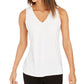 Camiseta regata feminina de crepe Charter Club, branca, tamanho médio