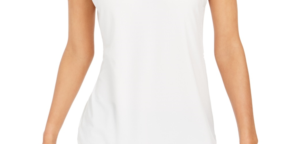 Camiseta regata feminina de crepe Charter Club, branca, tamanho médio