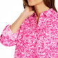 Blusa estampada de linho feminina Charter Club, rosa, tamanho grande
