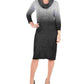 Vestido suéter feminino NY Collection Ombre Cowlneck prateado tamanho pequeno grande