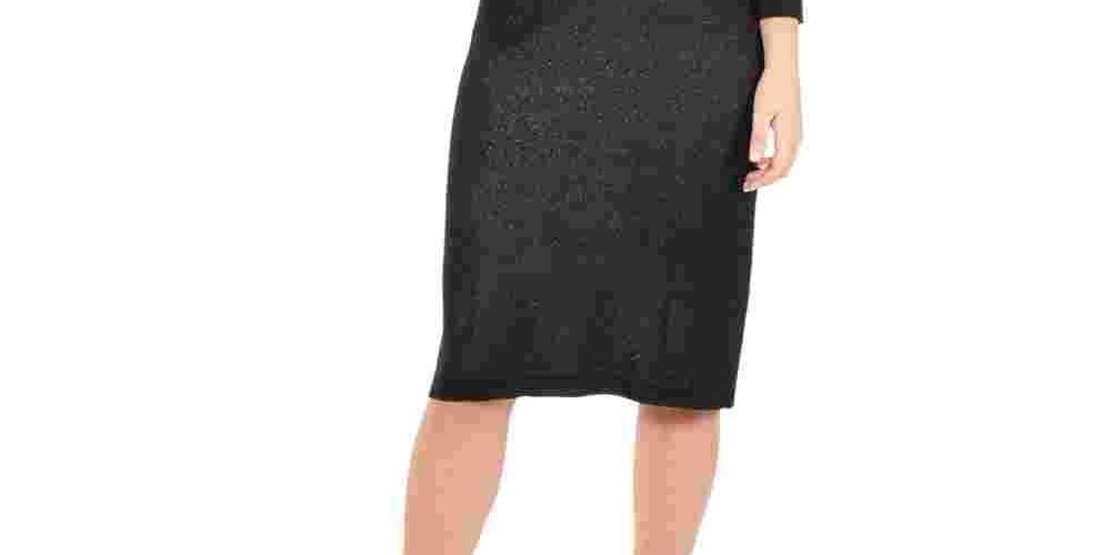 Vestido suéter feminino NY Collection Ombre Cowlneck prateado tamanho pequeno grande