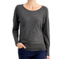 JM Collection Top feminino com manga dolman e rebites, cinza, tamanho médio