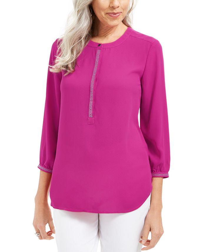 Blusa feminina plissada nas costas, rosa, tamanho extragrande, coleção JM