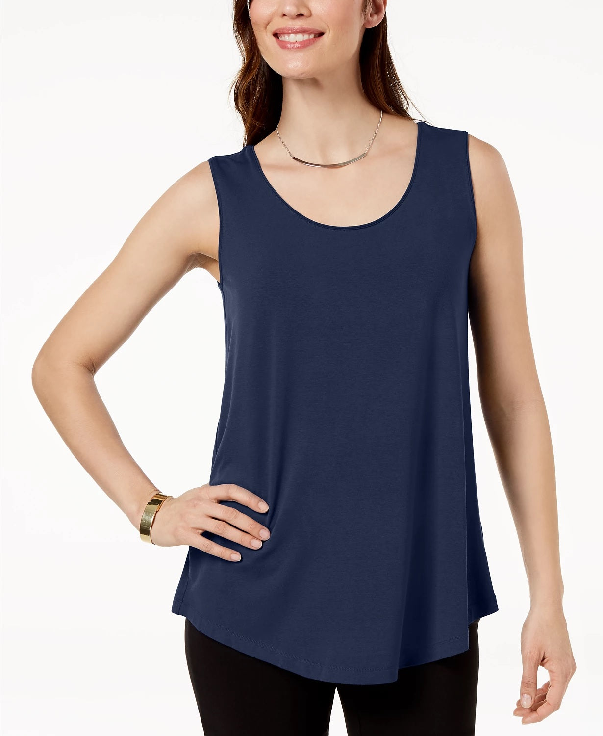 JM Collection Regata feminina com decote redondo, azul, tamanho pequeno