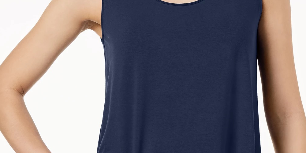 JM Collection Regata feminina com decote redondo, azul, tamanho pequeno