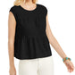 Regata feminina de algodão em camadas Style &amp; Co, preta, tamanho X-S