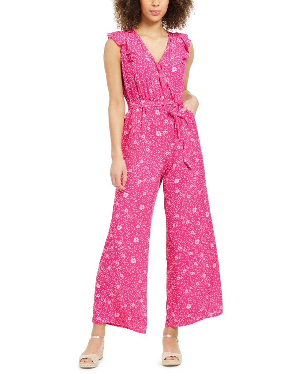Macacão feminino com cinto estampado Charter Club rosa tamanho 14