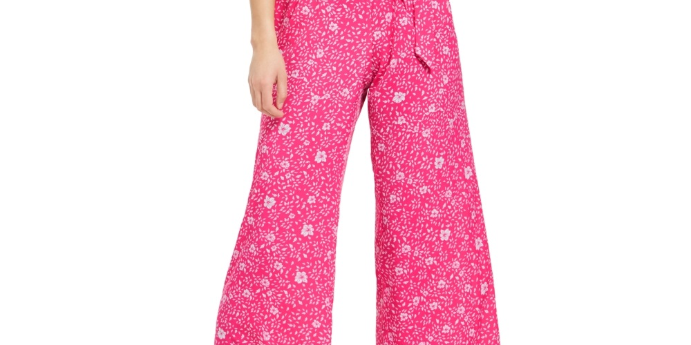 Macacão feminino com cinto estampado Charter Club rosa tamanho 14