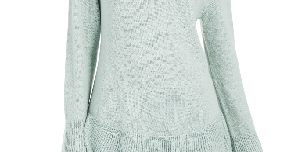 Suéter de malha com babados e bainha plissada feminino Style &amp; Co, verde, tamanho pequeno