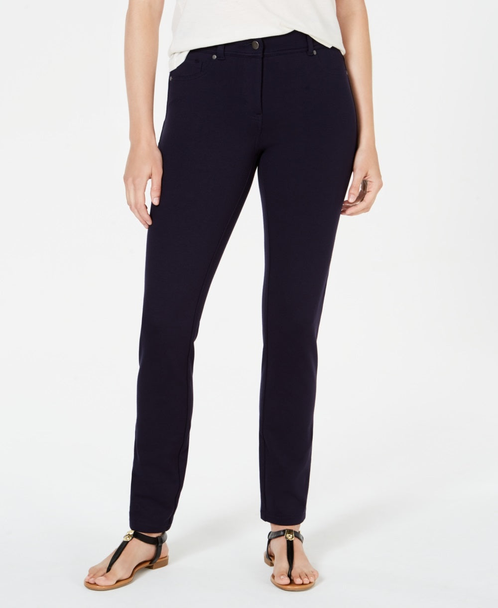Calça skinny feminina de malha ponte estilo &amp; co, azul, tamanho 6, pequena