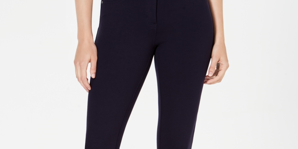 Calça skinny feminina de malha ponte estilo &amp; co, azul, tamanho 6, pequena