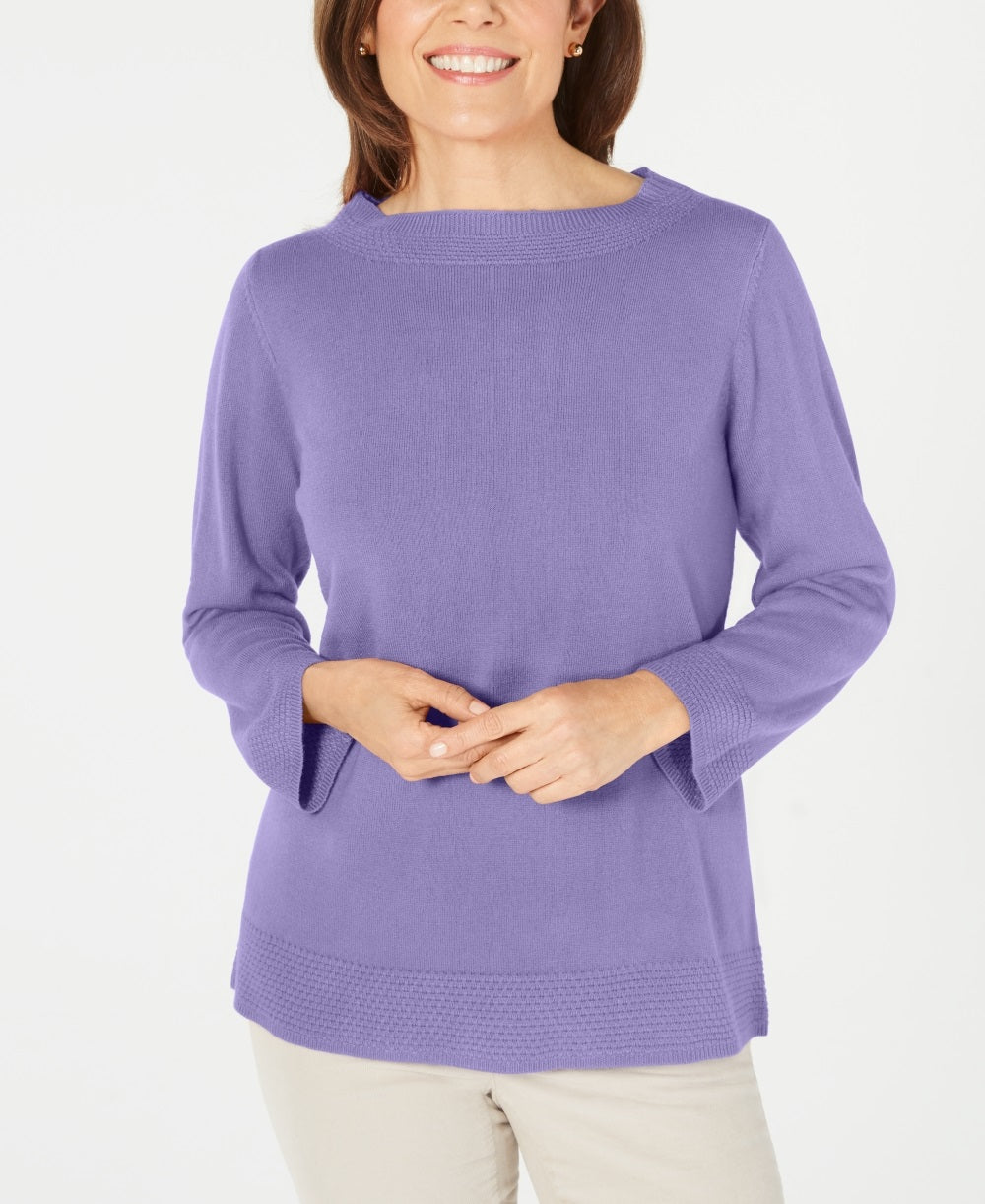 Karen Scott Suéter Feminino Gola Canoa Roxo Tamanho Pequeno X-Grande