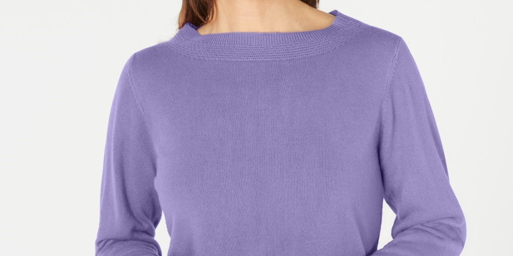Karen Scott Suéter Feminino Gola Canoa Roxo Tamanho Pequeno X-Grande