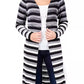 Cardigan Duster Listrado Feminino NY Collection Preto Tamanho Pequeno