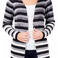 Cardigan Duster Listrado Feminino NY Collection Preto Tamanho Pequeno