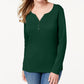 Karen Scott Top Henley de Algodão Feminino Verde Tamanho X-G