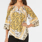 Blusa feminina Thalia Sodi com estampa de ombro descoberto, bege, tamanho pequeno