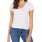 Camiseta feminina estilo &amp; co com decote em V e estampa burnout, branca, tamanho grande