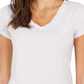 Camiseta feminina estilo &amp; co com decote em V e estampa burnout, branca, tamanho grande