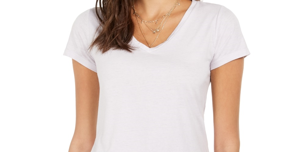 Camiseta feminina estilo &amp; co com decote em V e estampa burnout, branca, tamanho grande