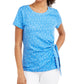 Blusa feminina estampada com amarração lateral, azul, tamanho pequeno, estilo &amp; co