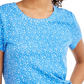 Blusa feminina estampada com amarração lateral, azul, tamanho pequeno, estilo &amp; co
