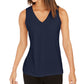 Camiseta regata feminina de crepe Charter Club, azul, tamanho grande
