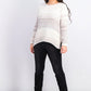 Blusa feminina estilo &amp; co, manga comprida, gola redonda, cor marfim, tamanho p