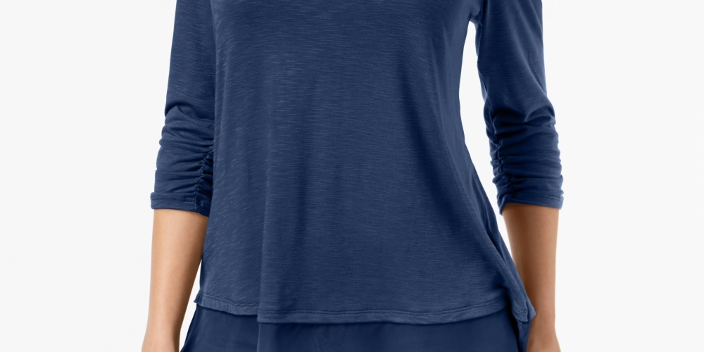 Top de chiffon feminino Style &amp; Co, azul, tamanho X-S