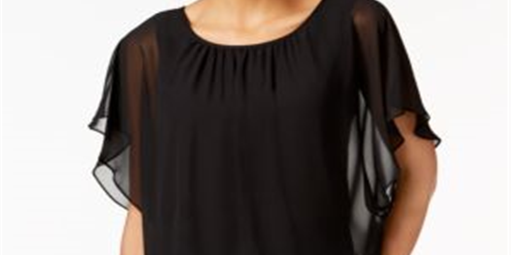 Blusa feminina com mangas bufantes JM Collection, preta, tamanho P