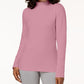 Blusa de gola alta feminina Karen Scott de algodão rosa tamanho extragrande