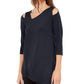 Blusa feminina Alfani com recorte assimétrico, azul, tamanho pequeno e pequeno