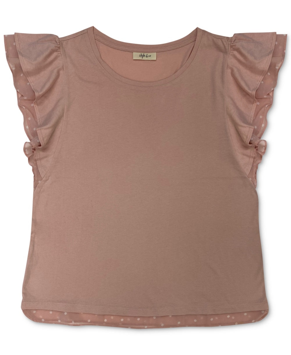 Blusa feminina plus size com estampa de bolinhas e mangas bufantes, estilo &amp; co, rosa, tamanho 2X