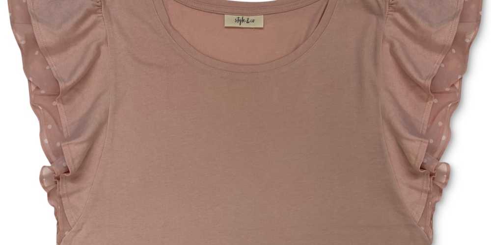 Blusa feminina plus size com estampa de bolinhas e mangas bufantes, estilo &amp; co, rosa, tamanho 2X