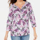 Karen Scott Feminino Petite Estampado Henley Vermelho Tamanho Petite X-Large