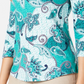 Camiseta feminina Charter Club de algodão estampado com manga 3/4, verde, tamanho pequeno
