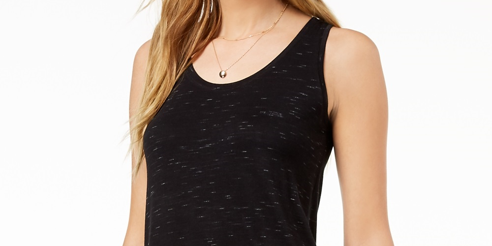 Blusa feminina com decote redondo Maison Jules, preta, tamanho pequeno