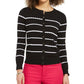 Cardigan listrado feminino Charter Club, preto, tamanho pequeno
