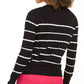 Cardigan listrado feminino Charter Club, preto, tamanho pequeno