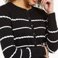 Cardigan listrado feminino Charter Club, preto, tamanho pequeno