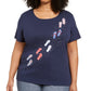 Karen Scott Top Feminino Steps Graphic Azul Tamanho Pequeno Grande