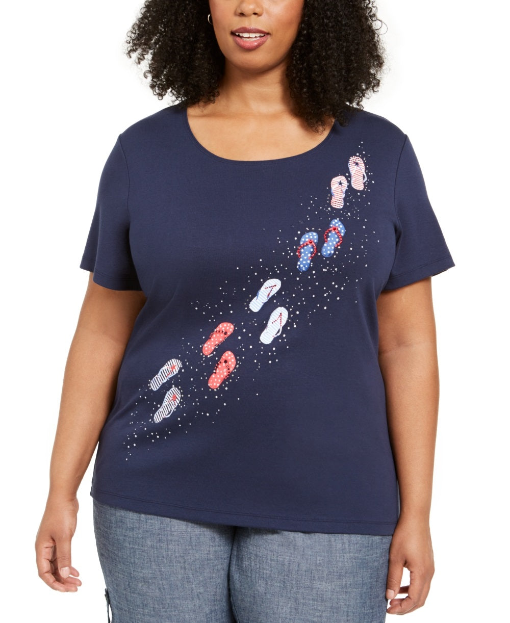 Karen Scott Top Feminino Steps Graphic Azul Tamanho Pequeno Grande
