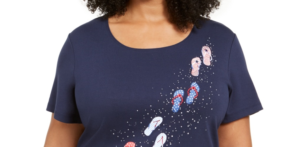 Karen Scott Top Feminino Steps Graphic Azul Tamanho Pequeno Grande