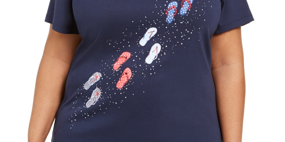 Karen Scott Top Feminino Steps Graphic Azul Tamanho Pequeno Grande