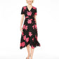 Vestido envelope estampado feminino Alfani, preto, tamanho 4, pequeno