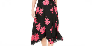 Vestido envelope estampado feminino Alfani, preto, tamanho 4, pequeno